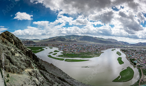 View of Olgii city, central town of western Mongolia. photo