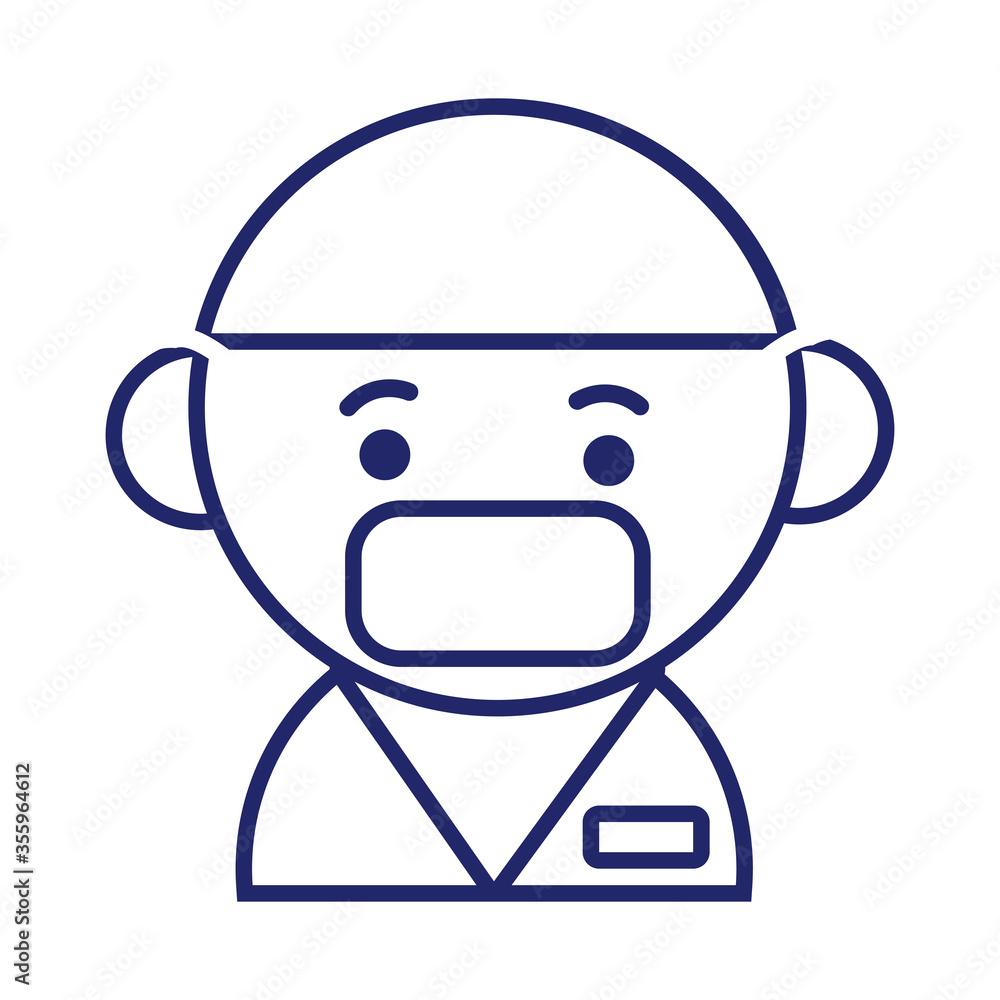 doctor wearing medical mask kawaii line style doctor wearing medical mask kawaii line style