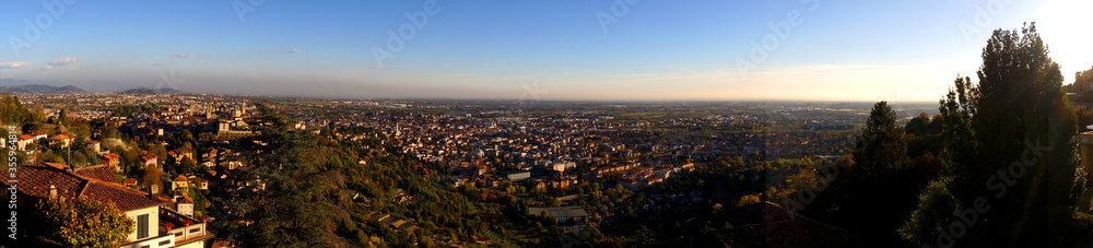 Panorama view of Bergamo, Italy on a sunny autumn day.