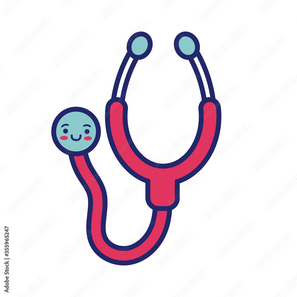 stethoscope cardio kawaii line style stethoscope cardio kawaii line style