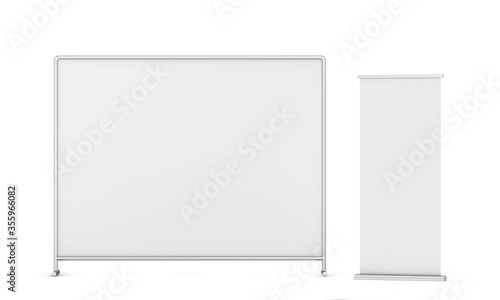 Press wall with roll-up banner mockup