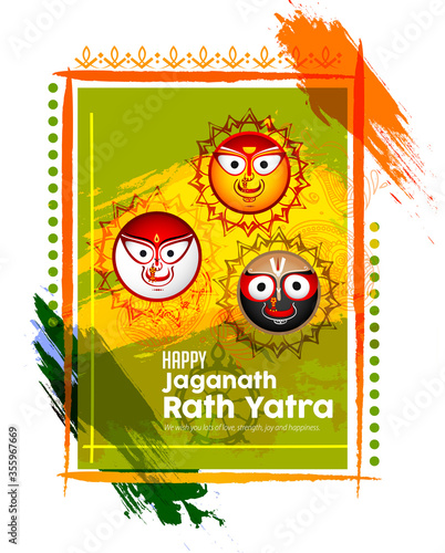 Vector design of Ratha Yatra of Lord Jagannath, Balabhadra and Subhadra for the ocassion of Odisha god Rathyatra Festival