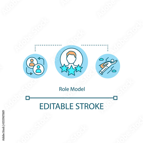 Role model concept icon. Job promotion, personal growth motivation. Mentorship, inspiring example idea thin line illustration. Vector isolated outline RGB color drawing. Editable stroke