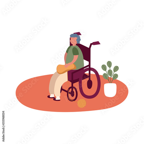 eldery man in wheelchair at home activity free form style