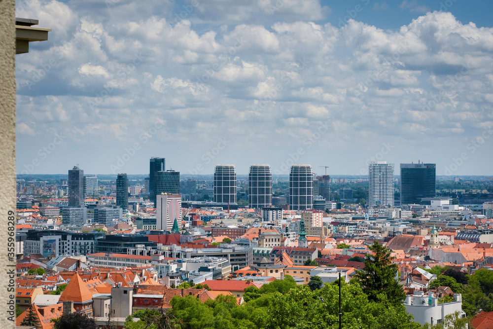 Bratislava view and new Sky Park with three new towers by Zaha Hadid, Slovakia