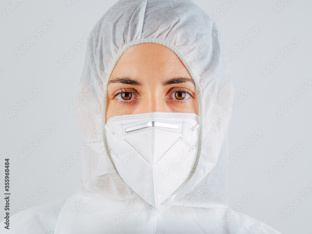 Caucasian doctor. Tired and exhausted scientist or nurse wearing mask. Caucasian doctor. Tired and exhausted scientist or nurse wearing mask.