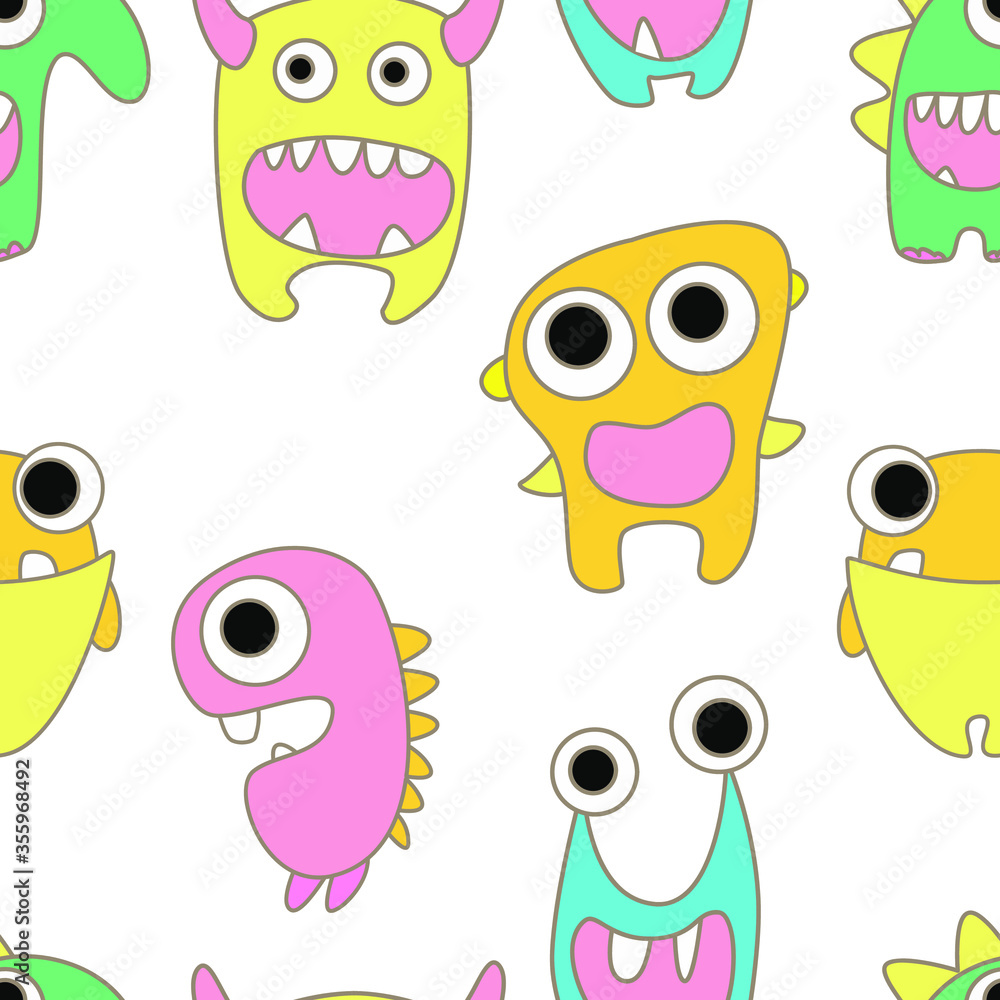 Naklejka premium seamless pattern with monsters vector illustration