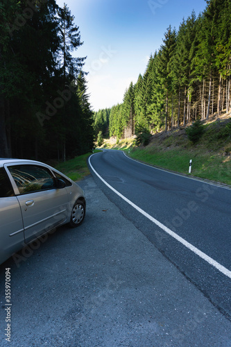 car on the road in the mountains