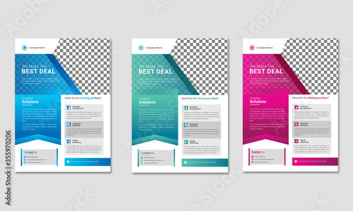 Business abstract vector template. Brochure design, cover modern layout, annual report, poster, flyer in A4 with colorful triangles, geometric shapes for tech, science, market with light background.