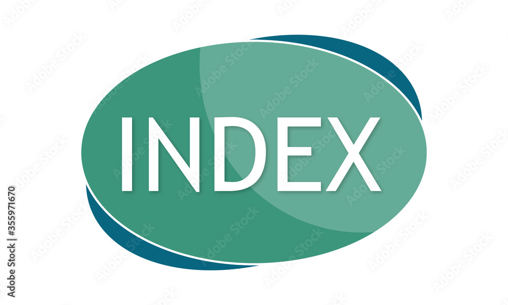 Index - text written in green blue shape Index - text written in green blue shape