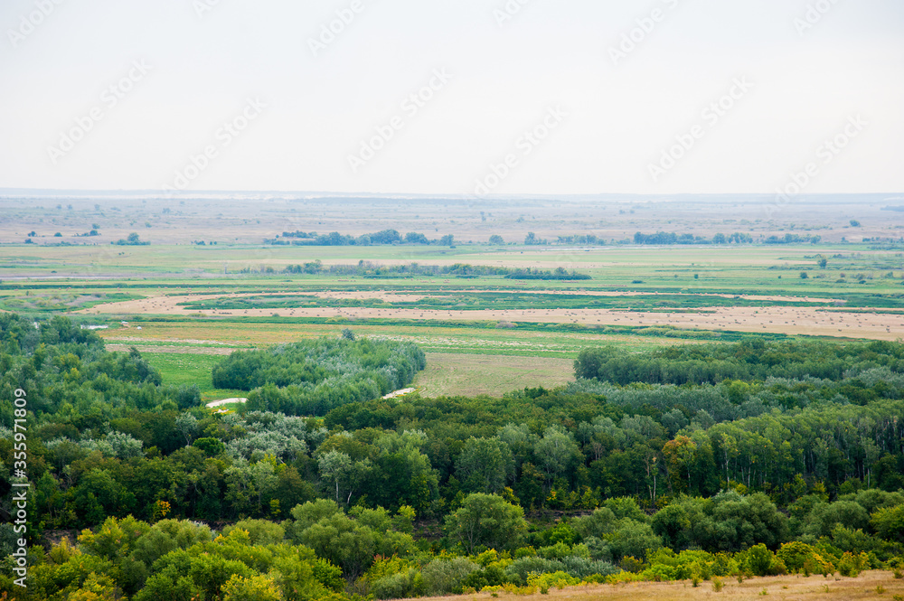 Steppe, not high mountains covered with forests. Landscape