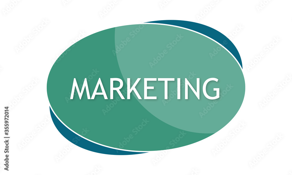 Marketing - text written in green blue shape Marketing - text written in green blue shape
