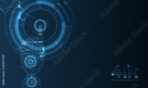 Robotic futuristic hud background. concept of automatization, machinery, robotic technology, industrial revolution and artificial intelligence. physical system icons ,Internet of things network,smart.