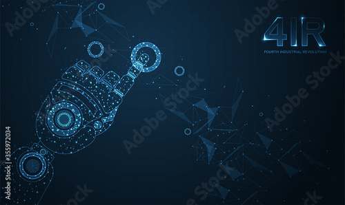 Robotic futuristic hud background. concept of automatization, machinery, robotic technology, industrial revolution and artificial intelligence. physical system icons ,Internet of things network,smart.