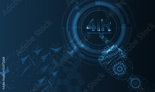 Robotic futuristic hud background. concept of automatization, machinery, robotic technology, industrial revolution and artificial intelligence. physical system icons ,Internet of things network,smart.