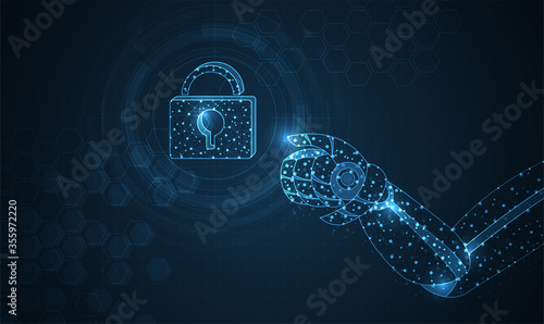 Robotic futuristic hud background. concept of automatization, machinery, robotic technology, industrial revolution and artificial intelligence. physical system icons ,Internet of things network,smart