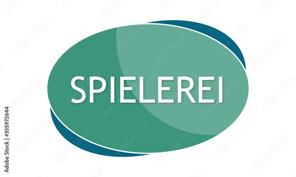 Spielerei - text written in green blue shape Spielerei - text written in green blue shape