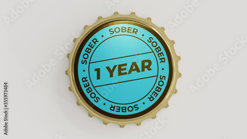 Photos 1 Year Sober. Sobriety seal on a bottle cap.