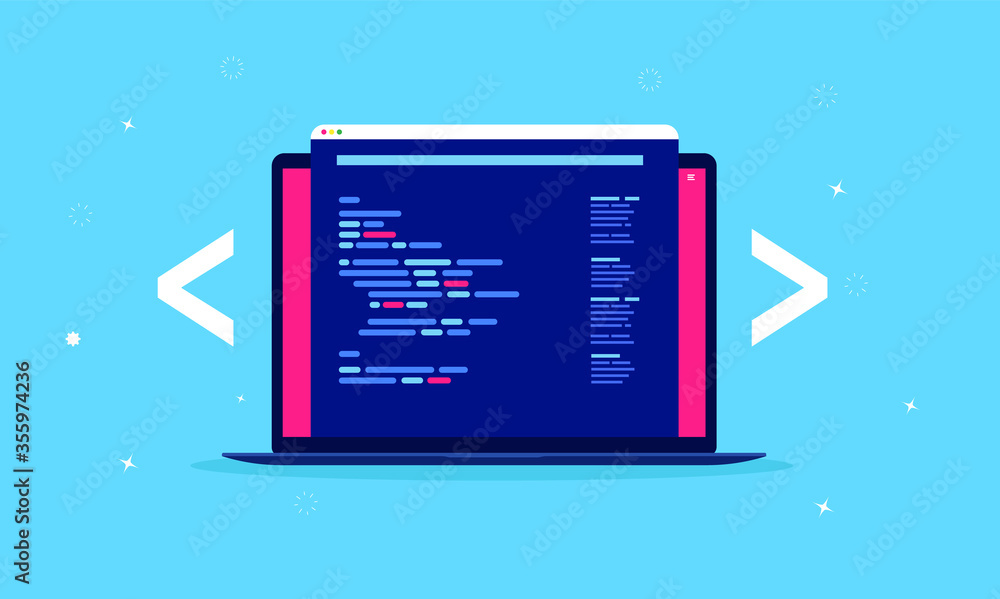 Graphics That Look Like Computer Code Web development - Laptop computer with coding software popping out of ...