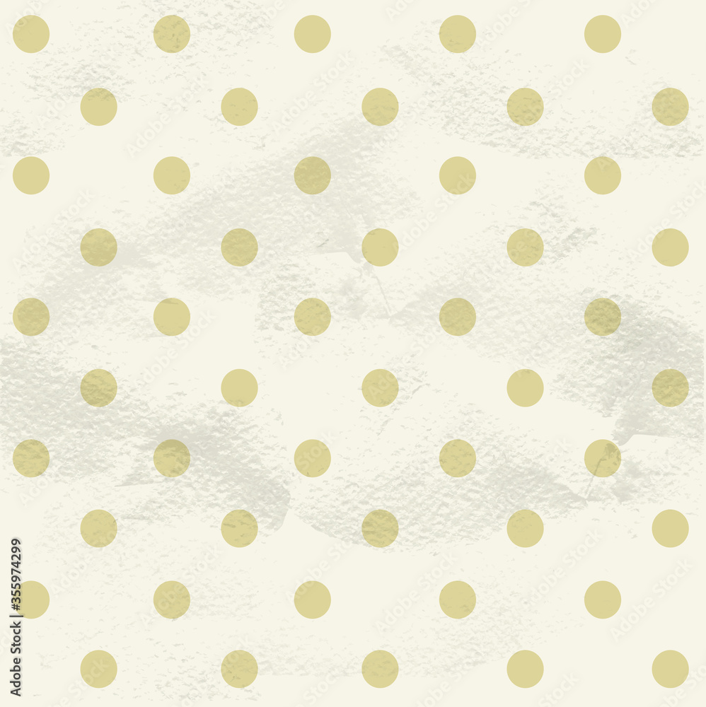 Seamless geometric vintage pattern from big beige polka dots