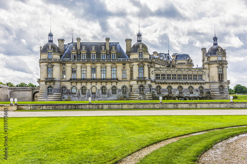 Famous Chateau de Chantilly (Chantilly Castle, 1560), is a historic chateau located in town of Chantilly, Oise, Picardie, France.  © dbrnjhrj