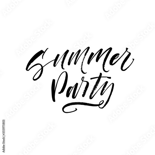 Summer party card. Modern vector brush calligraphy. Ink illustration with hand-drawn lettering. 