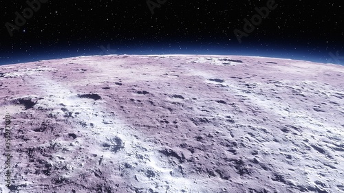 beautiful alien planet in far space, realistic exoplanet, planet suitable for colonization, planet similar to Earth, detailed planet surface 3D render photo