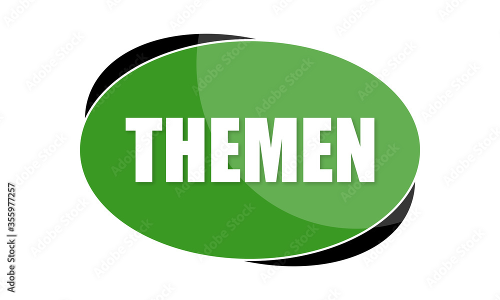 Themen - text written in green shape Themen - text written in green shape
