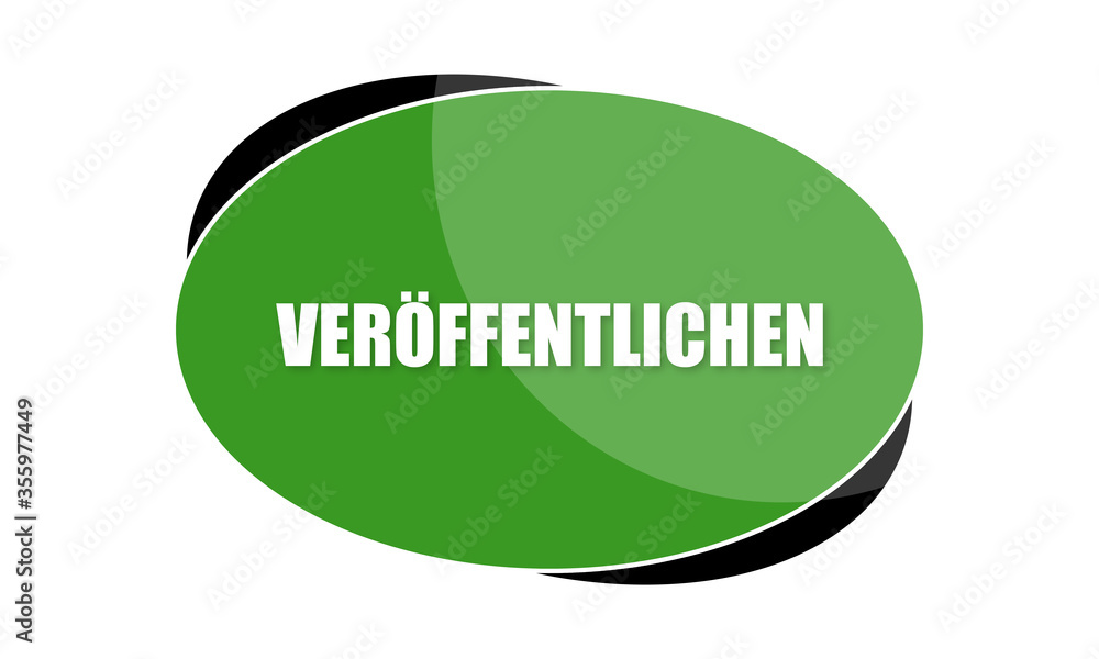 Veröffentlichen - text written in green shape Veröffentlichen - text written in green shape