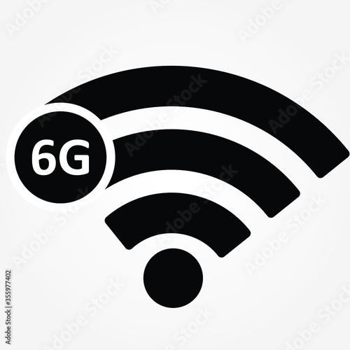 6g mobile network icon isolated on white background