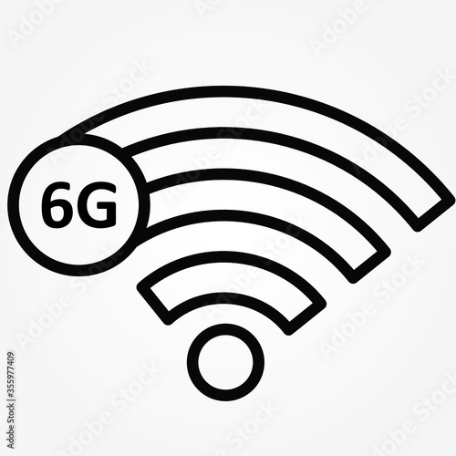 outline 6g wifi network icon isolated on white background