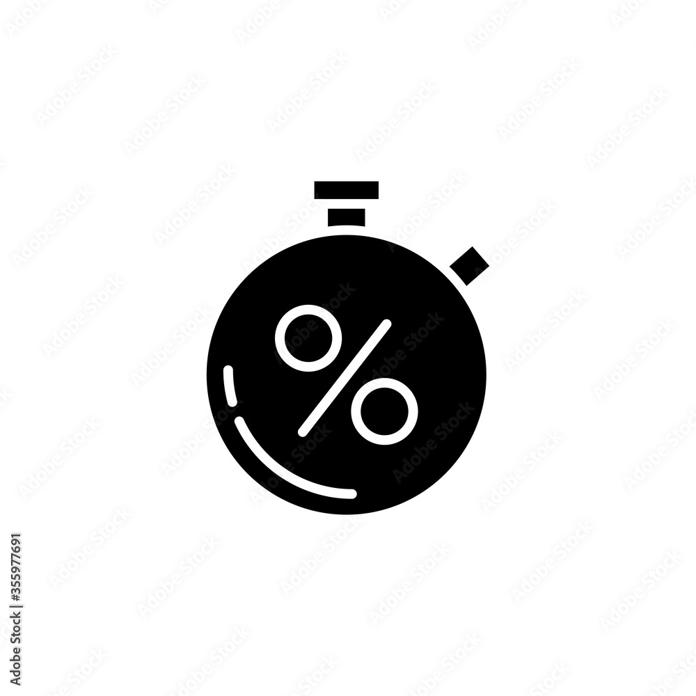 Timer, percent icon. Simple vector black friday icons for ui and ux, website or mobile application Timer, percent icon. Simple vector black friday icons for ui and ux, website or mobile application