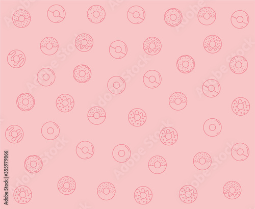 Donuts shop elements, isolated patterns, sweet shop, pattern set, vector outline icon collection