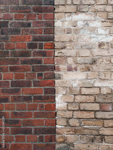 Dual coloured brick wall