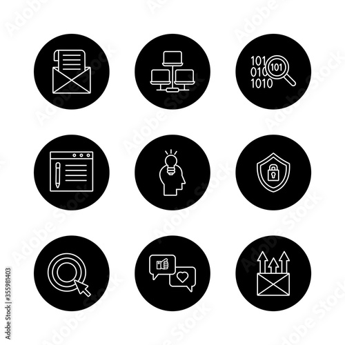set of digital contents icons