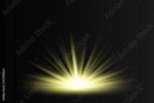Fototapeta Naklejka Na Ścianę i Meble -  Glow isolated yellow light effect, lens flare