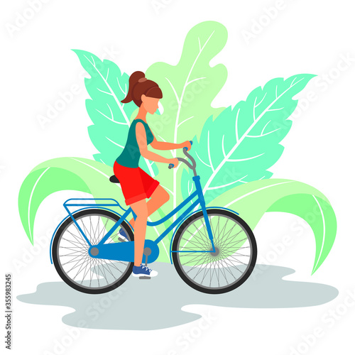 Adorable young woman on bike.
