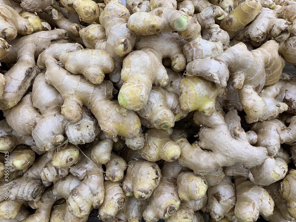 Many gingers in the supermarket in bulk. Many gingers in the supermarket in bulk.