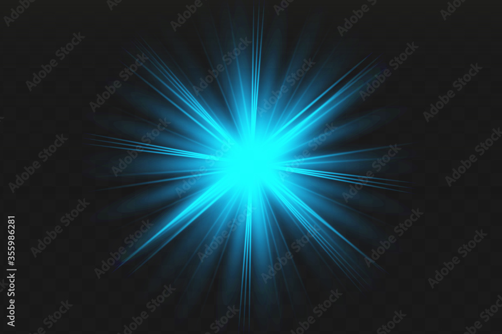 Obraz premium Blue glowing lights effects isolated on background. Glow light effect.