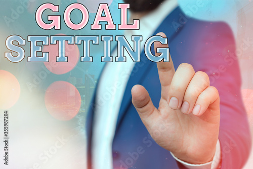 Text sign showing Goal Setting. Business photo showcasing dream big motivational advice or reminder to take action photo