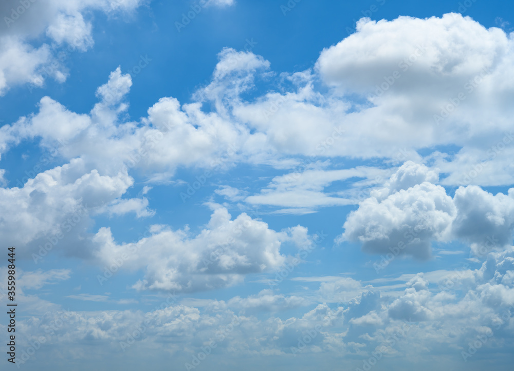 beautiful blue sky with white clouds in the morning horizontal composition