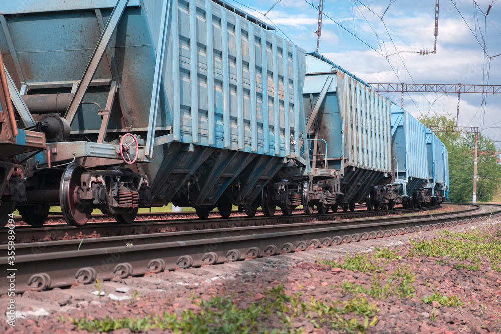 Railroad scene with cargo train Railroad scene with cargo train