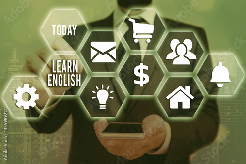 Принти на полотні Word writing text Learn English