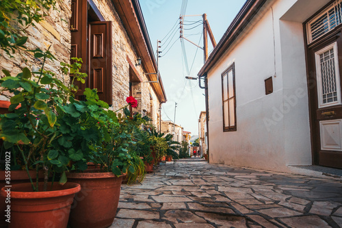 Lefkara village with narrow streets  located in mountains  Cyprus. Old historical tourist place in island.
