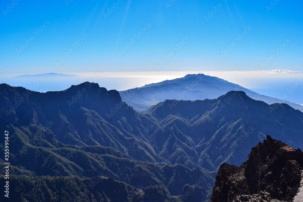 Valley of Caldera del Taburiente views of La Palma in the Canary Islands
