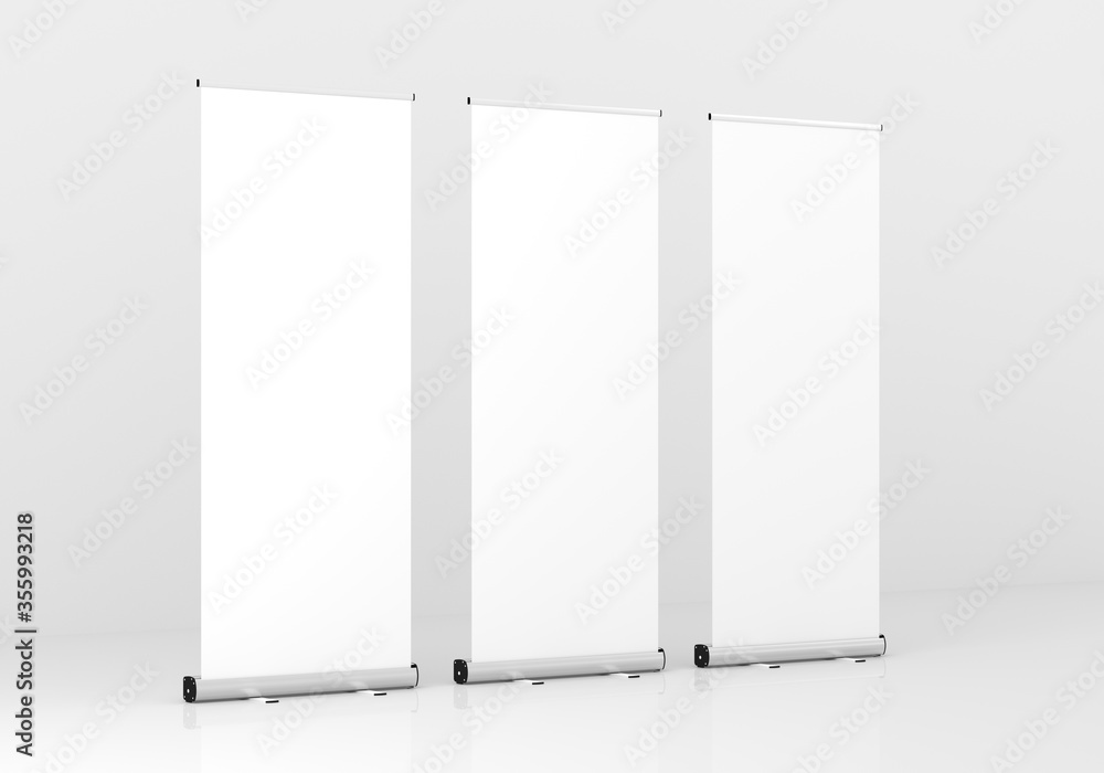 Roll Up Banner Stand Mockup. 3D rendering. Roll Up Banner Stand Mockup. 3D rendering.