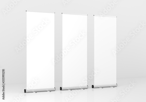 Wallpaper Mural Roll Up Banner Stand Mockup. 3D rendering. Torontodigital.ca