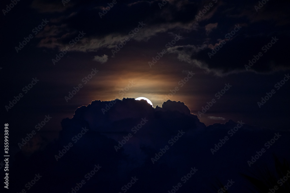 moon behind clouds