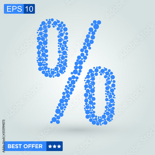 Percent sign bubble design icon. Alphabet logotype design.Dots Vector Illustration.