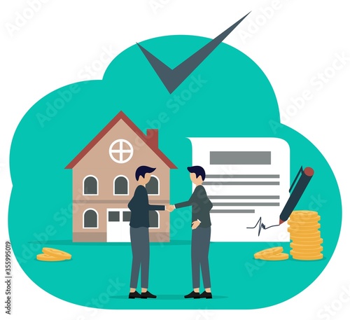 Real estate contract or property mortgage loan signed agreement